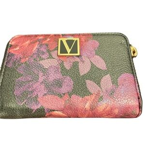 Victoria's Secret Midnight Garden Purple Floral Small Zip Around Wallet